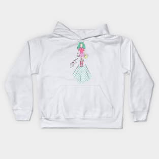 Kawaii girl illustration Kids Hoodie